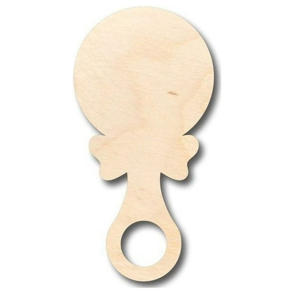 Unfinished Wood Baby Rattle Shape - Nursery Decor - Craft- up to 46" DIY 8" / 1/4"