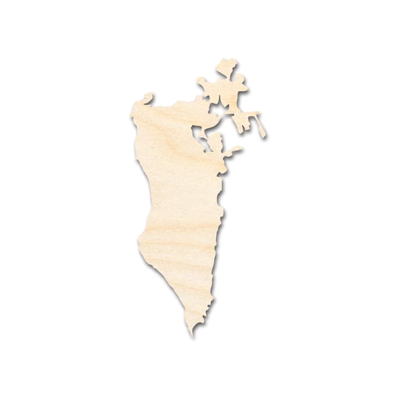 Unfinished Wood Bahrain Country Shape - Middle East Craft - up to 46" DIY 8" / 1/2"