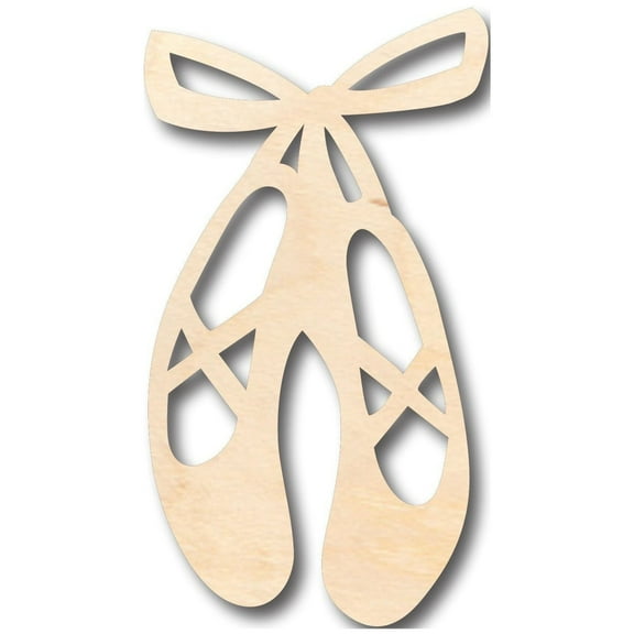 Unfinished Wood Ballet Slippers Shape - Craft - up to 46" DIY 4" / 1/2"