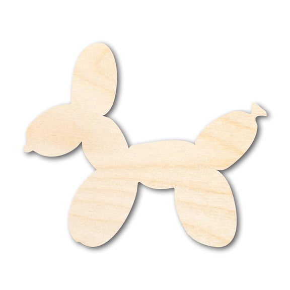 Unfinished Wood Balloon Dog Shape | DIY Craft Cutout 3" / 1/2"