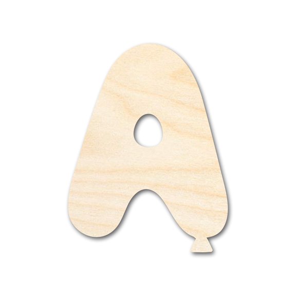 Unfinished Wood Balloon Letter A Shape | DIY Craft Cutout 3" / 1/4"