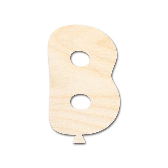 Unfinished Wood Balloon Letter B Shape | DIY Craft Cutout | up to 46" DIY 18" / 1/8"
