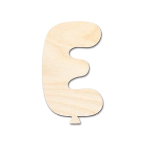 Unfinished Wood Balloon Letter E Shape | DIY Craft Cutout 3" / 1/8"