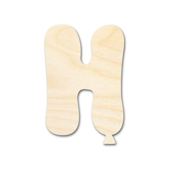Unfinished Wood Balloon Letter H Shape | DIY Craft Cutout 10" / 1/4"