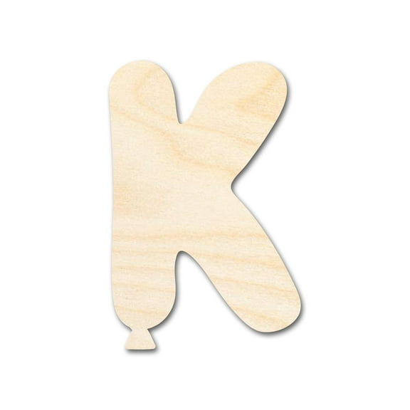 Unfinished Wood Balloon Letter K Shape 3" / 1/8"