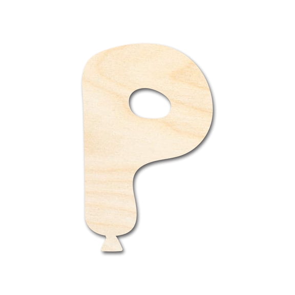Unfinished Wood Balloon Letter P Shape | DIY Craft Cutout 3" / 1/4"