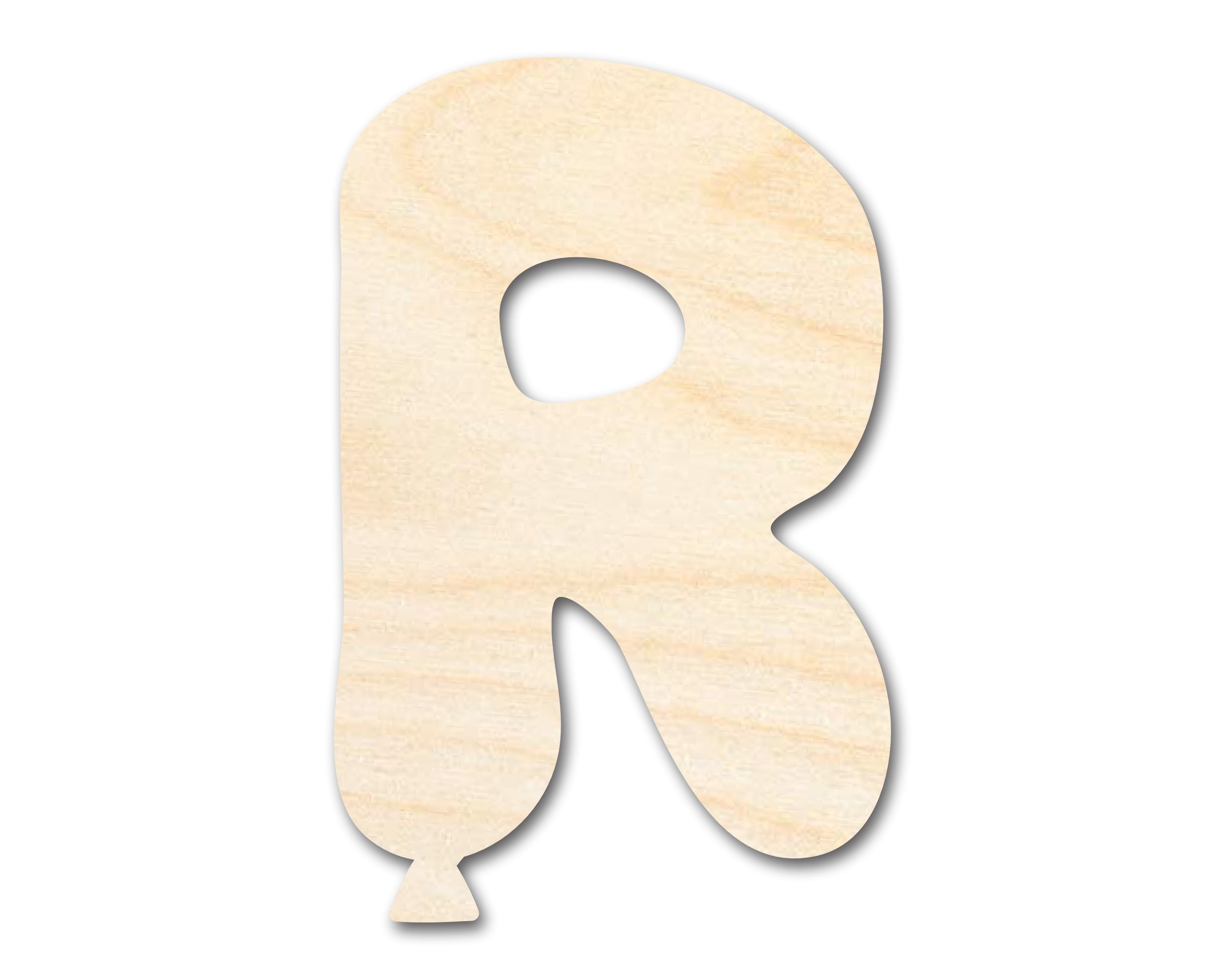 Unfinished Wood Balloon Letter R Shape | DIY Craft Cutout 18