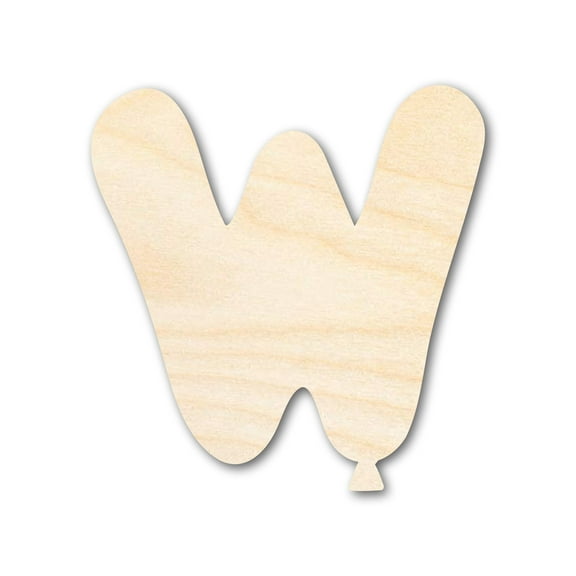 Unfinished Wood Balloon Letter W Shape 3" / 1/8"