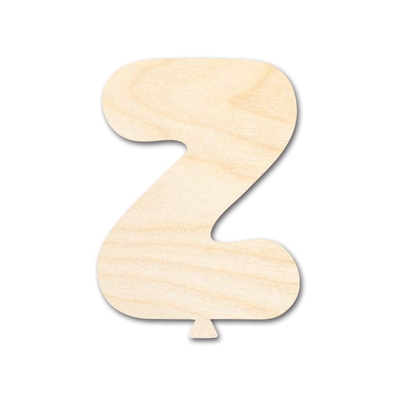 Unfinished Wood Balloon Letter Z Shape | DIY Craft Cutout 18" / 3/4"