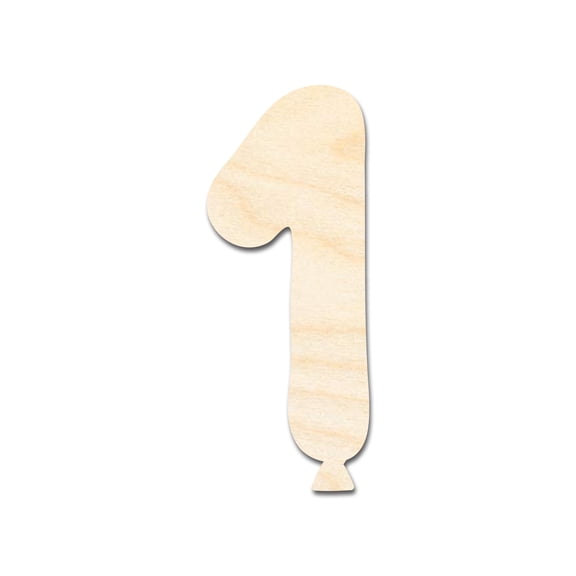 Unfinished Wood Balloon Number 1 Shape | DIY Craft Cutout 3" / 1/2"