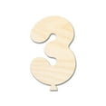 thumbnail image 1 of Unfinished Wood Balloon Number 3 Shape 33" / 1/4", 1 of 3