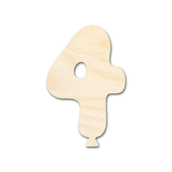 Unfinished Wood Balloon Number 4 Shape 10" / 1/8"