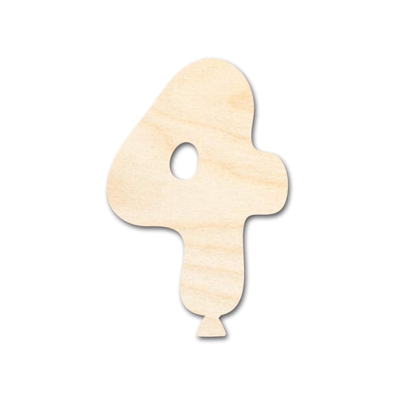 Unfinished Wood Balloon Number 4 Shape | DIY Craft Cutout 3" / 1/8"