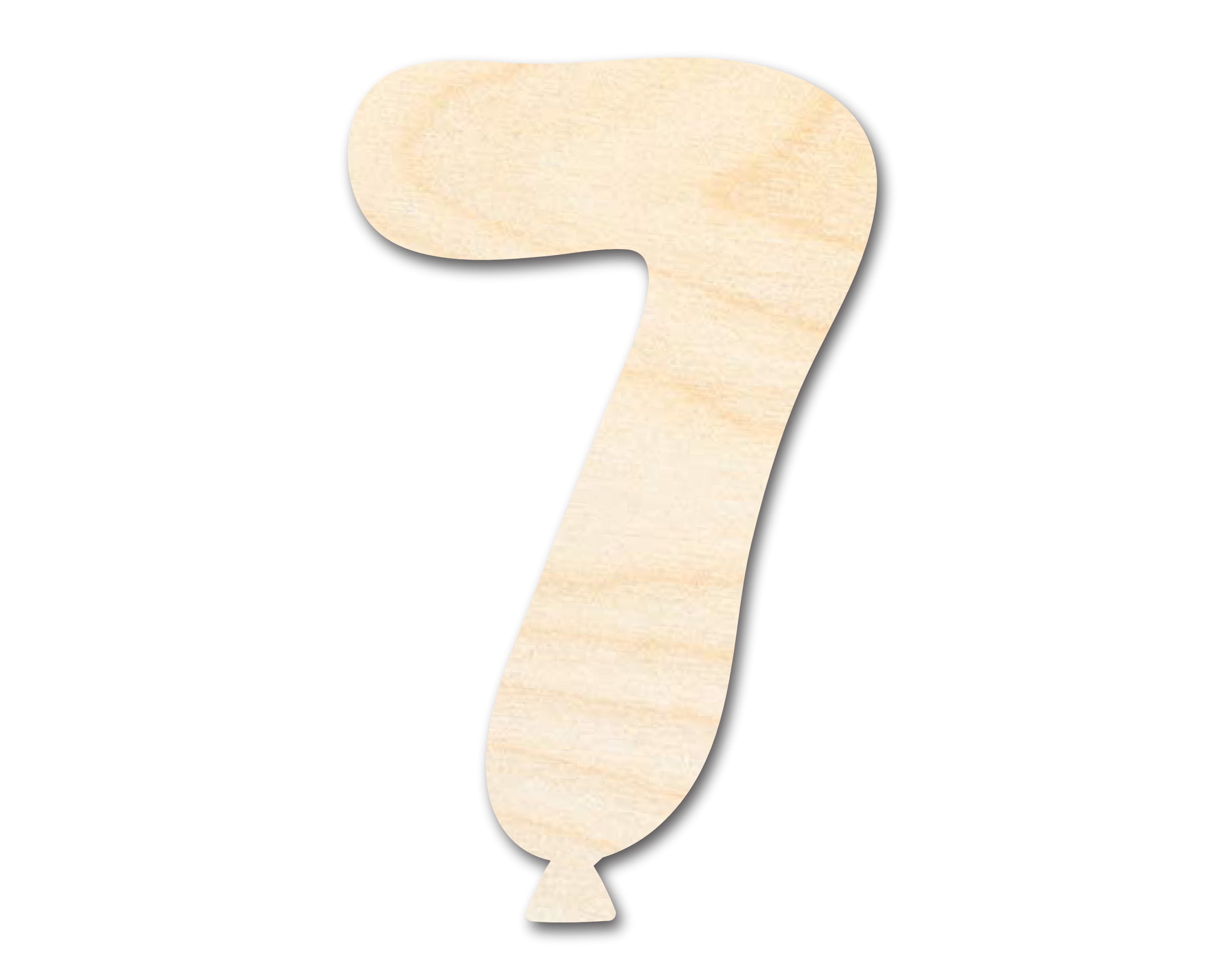 Unfinished Wood Balloon Number 7 Shape | DIY Craft Cutout 7