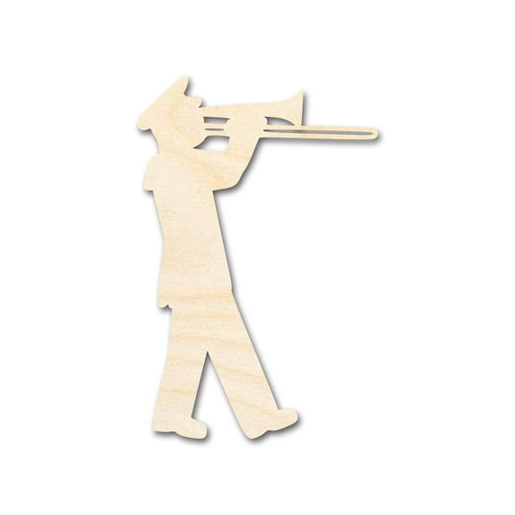 Unfinished Wood Band Trombone Player Shape 7" / 1/4"