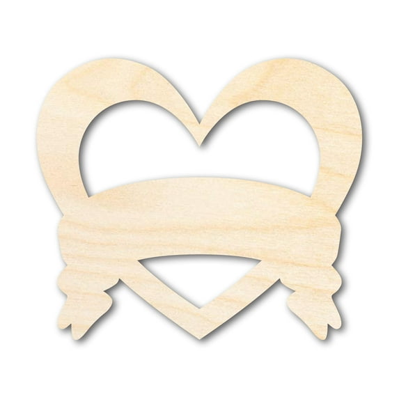 Unfinished Wood Bannered Heart Shape - Craft - up to 46" 46" / 3/4"