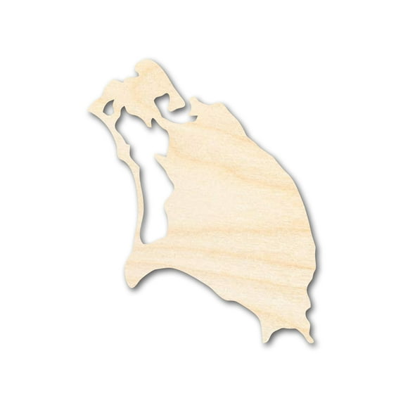 Unfinished Wood Barbuda Country Shape - Caribbean Craft - up to 46" DIY 8" / 1/8"
