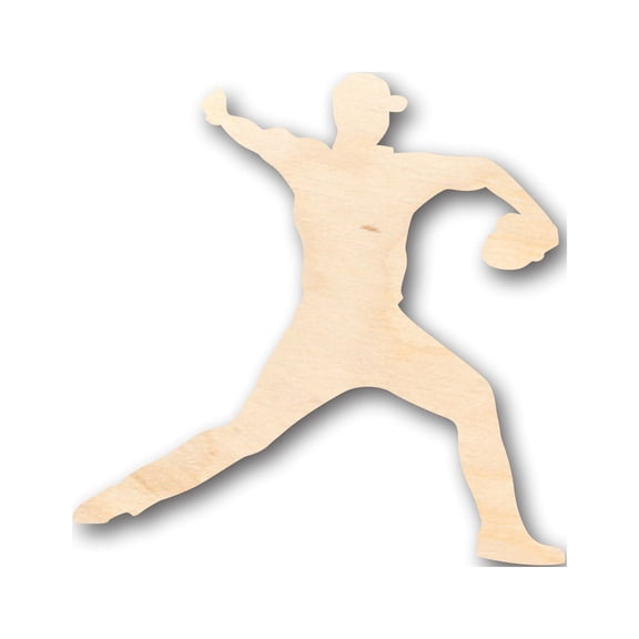 Unfinished Wood Baseball Pitcher Shape - Craft - up to 46" DIY 3" / 1/2"