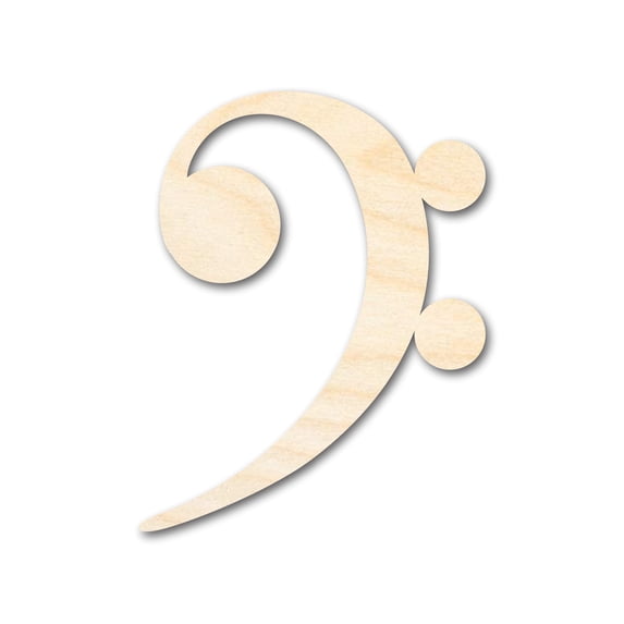 Unfinished Wood Bass Clef Shape - Music - Nursery - Craft - up to 46" DIY 7" / 1/2"