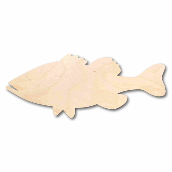 Unfinished Wood Bass Fish Silhouette - Craft- up to 46" DIY 30" / 1/4"