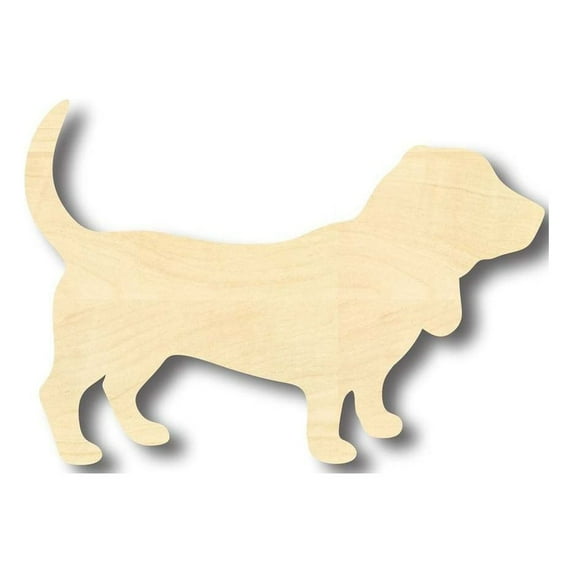 Unfinished Wood Basset Hound Dog Shape - Animal - Pet - Craft - up to 46" DIY 8" / 1/8"
