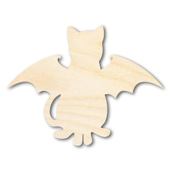 Unfinished Wood Bat Cat Shape 8" / 1/8"