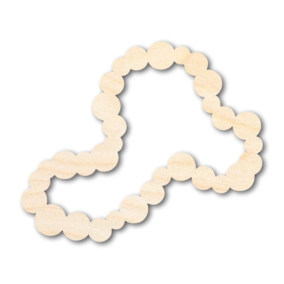 Unfinished Wood Bead Necklace Shape | Mardi Gras | DIY Craft Cutout 3" / 1/8"