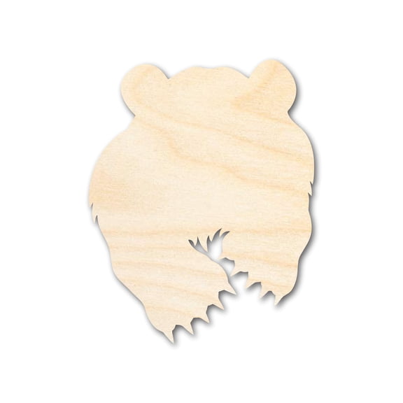 Unfinished Wood Bear Mascot Shape | DIY Craft Cutout 4" / 1/8"