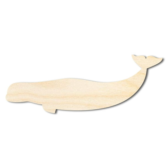 Unfinished Wood Beluga Whale Shape - Craft - up to 46" DIY 16" / 1/4"