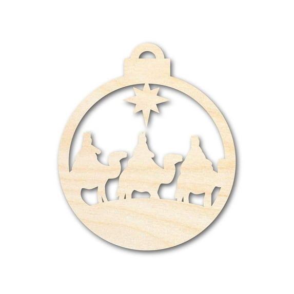 Unfinished Wood Bethlehem Nativity Ornament Shape - Christmas - Craft - up to 46" DIY 8" / 1/8"