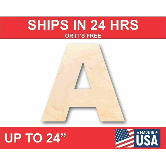 Unfinished Wood Block Letter A - Craft - up to 46" DIY 4" / 1/4"