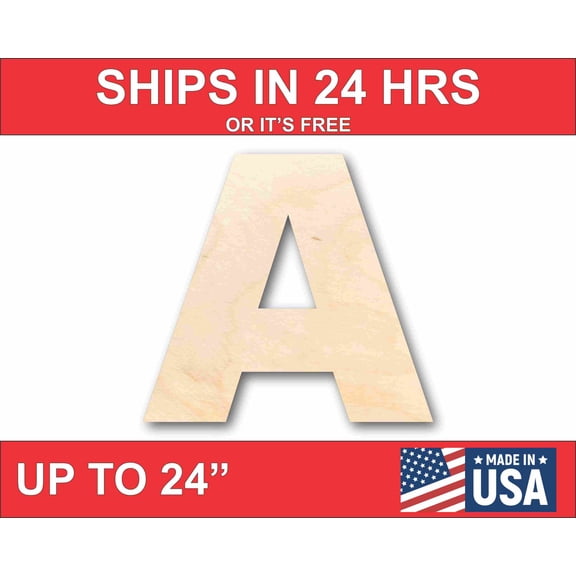 Unfinished Wood Block Letter A - Craft - up to 46" DIY 6" / 1/8"