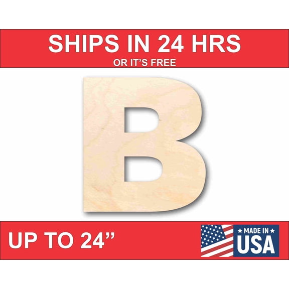 Unfinished Wood Block Letter B - Craft - up to 46" DIY 14" / 1/4"