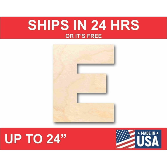 Unfinished Wood Block Letter E - Craft - up to 46" DIY 36" / 1/4"