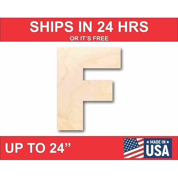 Unfinished Wood Block Letter F - Craft - up to 46" DIY 5" / 1/8"