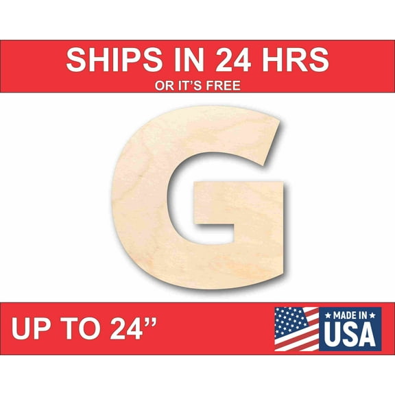 Unfinished Wood Block Letter G - Craft - up to 46" DIY 16" / 1/4"