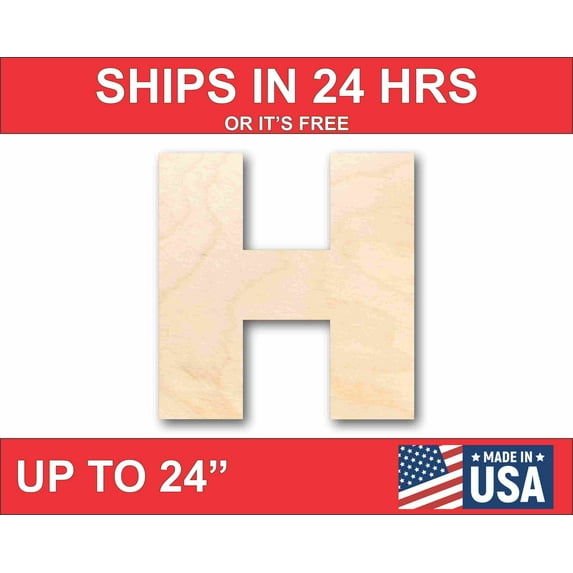 Unfinished Wood Block Letter H - Craft - up to 46" DIY 33" / 3/4"