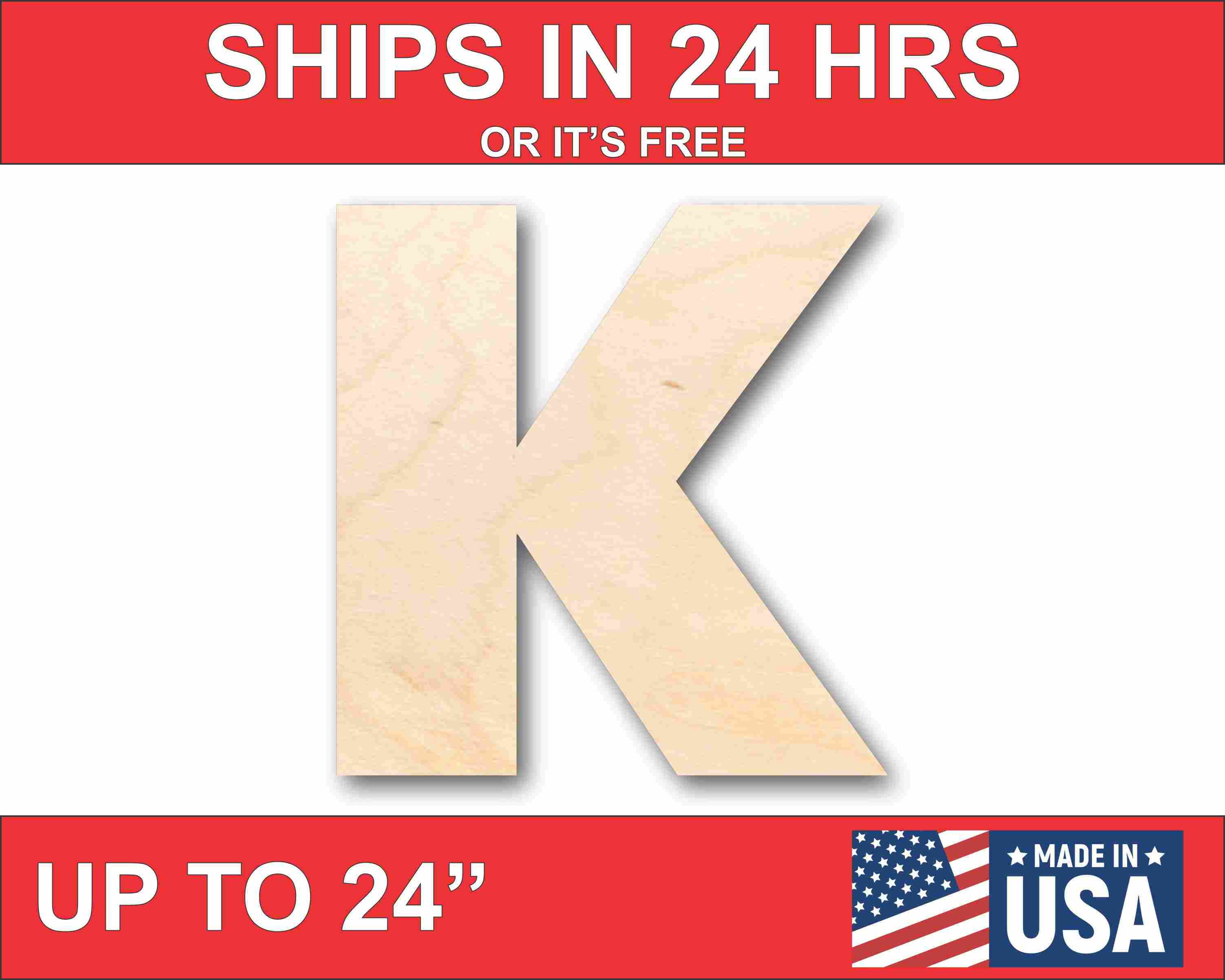 Unfinished Wood Block Letter K - Craft - up to 46" DIY 42" / 3/4 ...