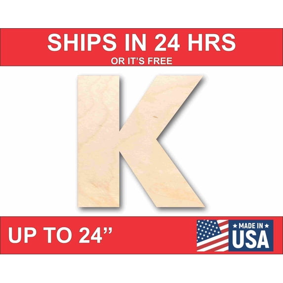 Unfinished Wood Block Letter K - Craft - up to 46" DIY 8" / 1/2"