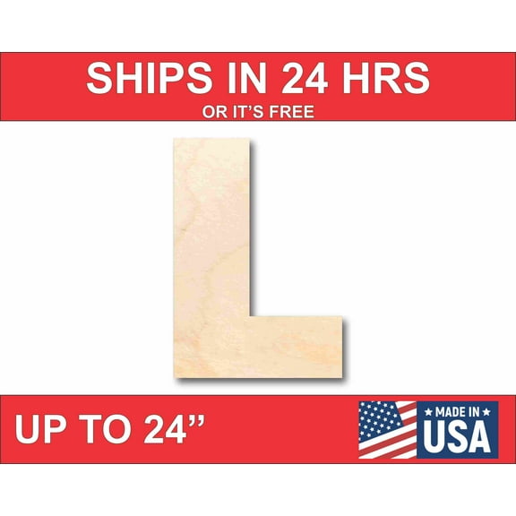 Unfinished Wood Block Letter L - Craft - up to 46" DIY 4" / 1/2"
