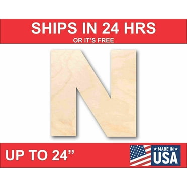 Unfinished Wood Block Letter N - Craft - up to 46" DIY 4" / 1/2"