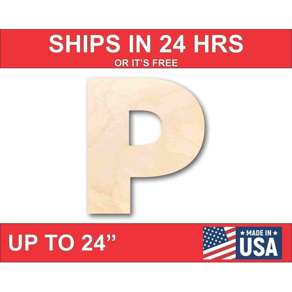 Unfinished Wood Block Letter P - Craft - up to 46" DIY 12" / 1/4"
