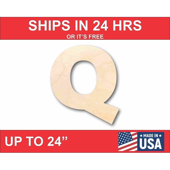 Unfinished Wood Block Letter Q - Craft - up to 46" DIY 4" / 1/2"