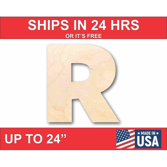 Unfinished Wood Block Letter R - Craft - up to 46" DIY 46" / 1/2"