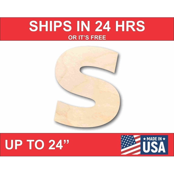 Unfinished Wood Block Letter S - Craft - up to 24" DIY 42" / 3/4"