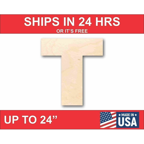 Unfinished Wood Block Letter T - Craft - up to 46" DIY 24" / 1/8"