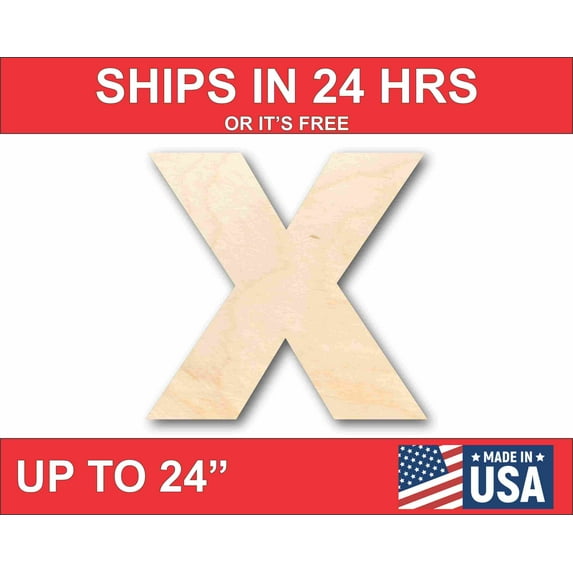 Unfinished Wood Block Letter X - Craft - up to 46" DIY 12" / 1/4"