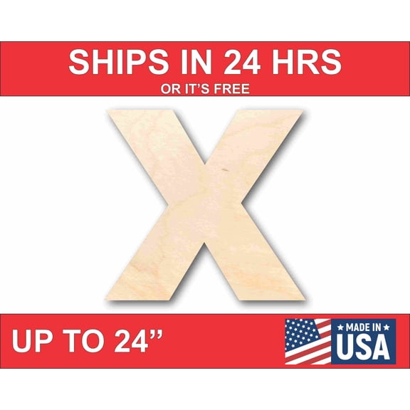 Unfinished Wood Block Letter X - Craft - up to 46" DIY 8" / 1/2"