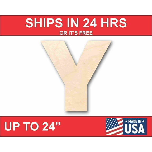 Unfinished Wood Block Letter Y - Craft - up to 46" DIY 4" / 1/2"