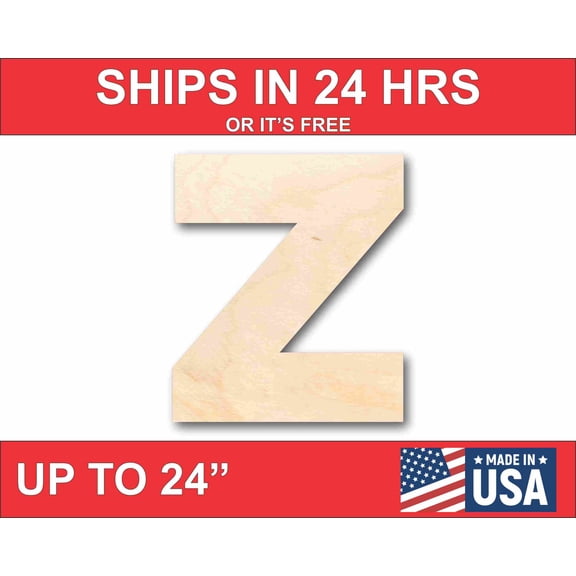 Unfinished Wood Block Letter Z - Craft - up to 46" DIY 8" / 1/8"